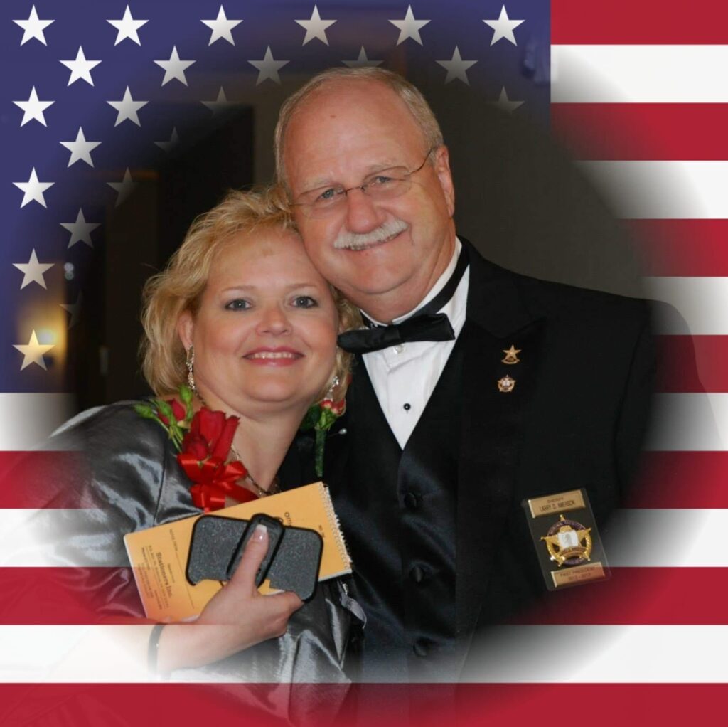 Photograph of Lisa Amerson and Sheriff Larry Amerson together, promoting Lisa's candidacy for the Calhoun County School Board of Education.